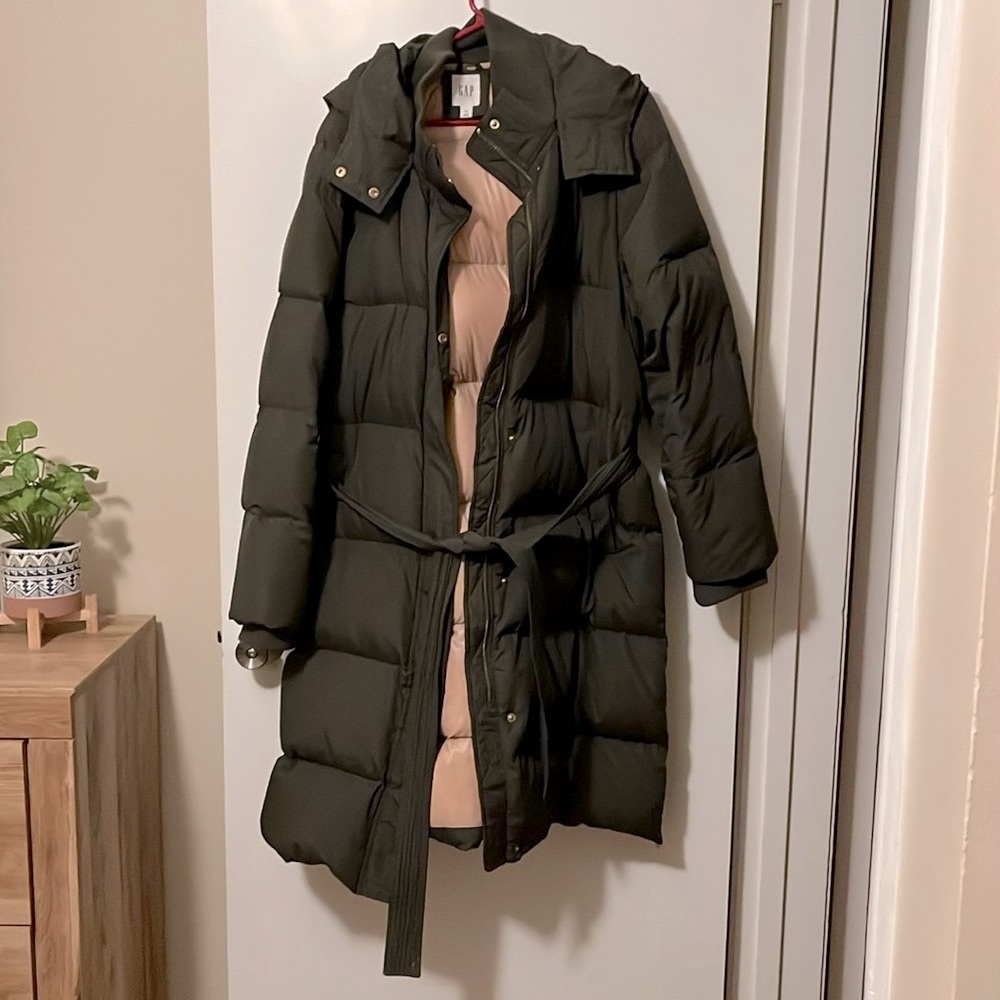 Long Green Puffy Coat by GAP